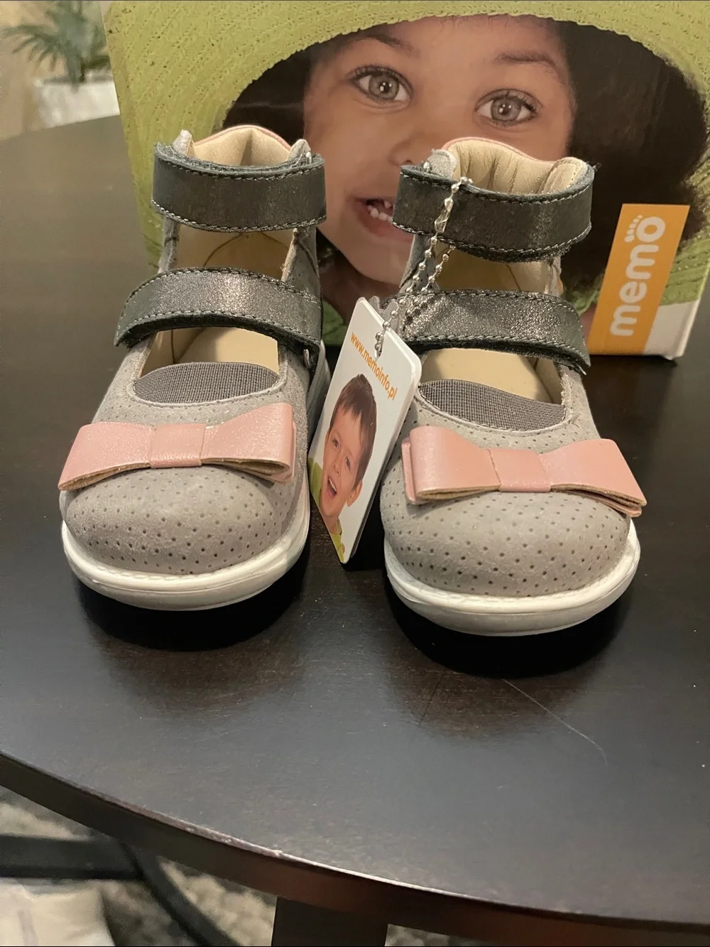 Memo Anna Toddler Gray and Pink Mary Jane Walker Shoes